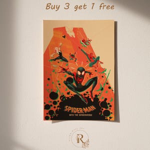 Spider-Man Into the Spider-Verse Poster | Movie Wall Decor | Retro Film Poster & Wall Art | Home Theater Art Print | Vintage Wall Decor •2