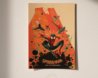Spider-Man: Into the Spider-Verse Poster | Vintage Movie Print | Superhero Decor
