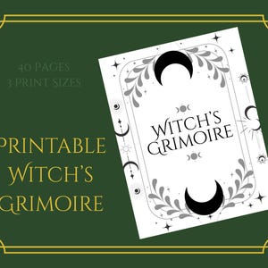 Black & White Printable Grimoire with the Basics to Witchcraft image 1