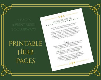 Extended Herb Association Printable Witch Grimoire Pages