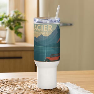 Glace-Nationalpark Becher - 40 Unzen Reisebecher mit Strohhalm, Retro Nationalpark Geschenk, Wanderabenteuer Cup, Naturliebhaber Geschenk