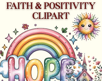 Pastel Watercolor Christian Clipart: Faith, Hope, Love (PNG Digital Download)