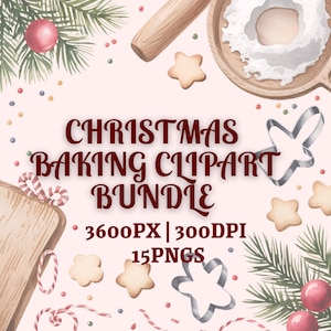 Weihnachtsbäckerei Clipart Bundle - 15 festliche Feiertagsküche PNGs, Lebkuchen, Kekse, Kuchen, transparenter Hintergrund