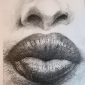 Original Pencil Drawing Framed-Kissy Lips