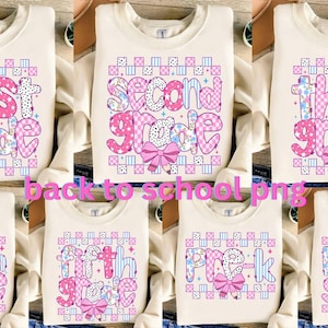 Paquete PNG de grado escolar con encaje preppy, PNG de regreso a clases, diseño de lápiz coqueto para maestros, sublimación de camisetas para el primer día