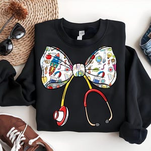 Preppy Floral Stethoscope Nurse PNG, Coquette Nurse Bow Sublimation, School Nurse Design, Nursing Png Sublimation, Digital Download