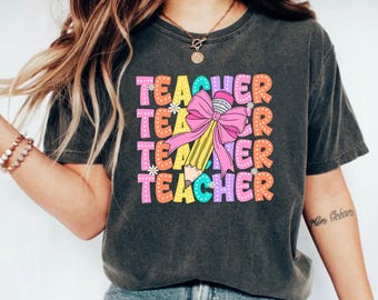 Coquette Teacher Bow PNG: Back to School Sublimation Design (Digital Download