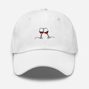 Two Wine Glasses Embroidered Dad Hat | Cute Wine Lover Baseball Cap | Adjustable Unisex Hat for Wine Nights, Girls Trip, Wine Tasting