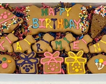 Peanut Butter Personalized Happy Birthday Dog Treat Gift Box