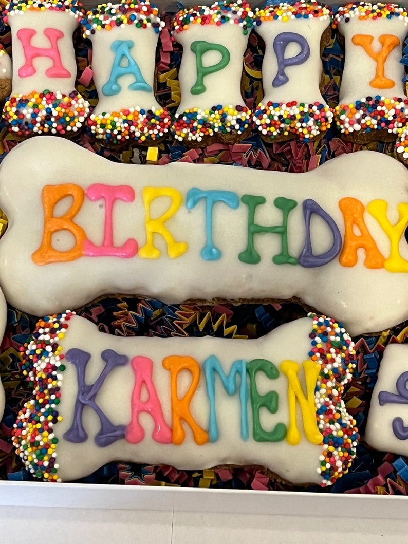 Colorful Happy Birthday Dog Treat CUSTOM Gift Box/ 15 Etsy