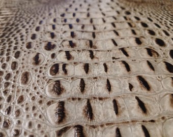 Embossed Cowhide Leather: Crocodile Ivory And Gold