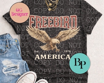 Freebird PNG Amerika Western Design Rock and Roll Vintage Western Design free mockup - hell und dunkel inklusive