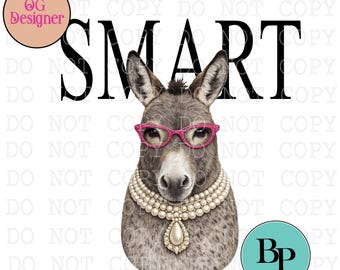 Diseño digital PNG de Smart Ass (descarga digital) Diseño de burro inteligente Burro real PNG populares verano maqueta gratuita incluida