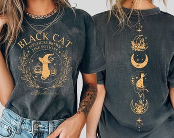 Comfort Colors Black Cat Apothecary Halloween Tshirt,Witchy Shirt,Halloween Black Cat Tee,Cat Lover Tee,Halloween Gift,Spooky Season ,PIC22
