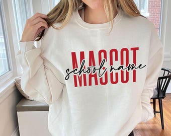 Custom Mascot Name Sweatshirt,Custom School Mascot Hoodie,School Spirit Shirts,Team Mascot ,Personalized School Name,School Team Name,PIC134