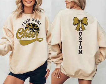 Custom Cheer Team Name Sweatshirt,Custom Cheerleader Gift Two Sided Hoodie,Cheer Mom Tee,Cheer Name Sweat,Custom Cheer Mascot Shirt,PIC47