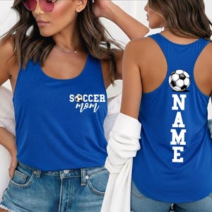 Personalized Soccer Mom Racerback Tank Top: Custom Name and Jersey Number Vneck Tee ,PIC215