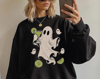 Margarita Halloween Ghost Cocktail Sweatshirt;Boo Ghost Hoodie,Ghost Cocktail Shirt, Halloween MargaritaTee,Spooky Cocktail Gift,PIC1212