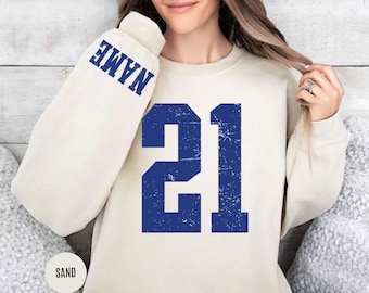 Custom Number and Name With Sleeve Print Sweatshirt,Game Day Hoodie,Custom Football Team Shirt,Custom School Team Number Sweater,PIC200