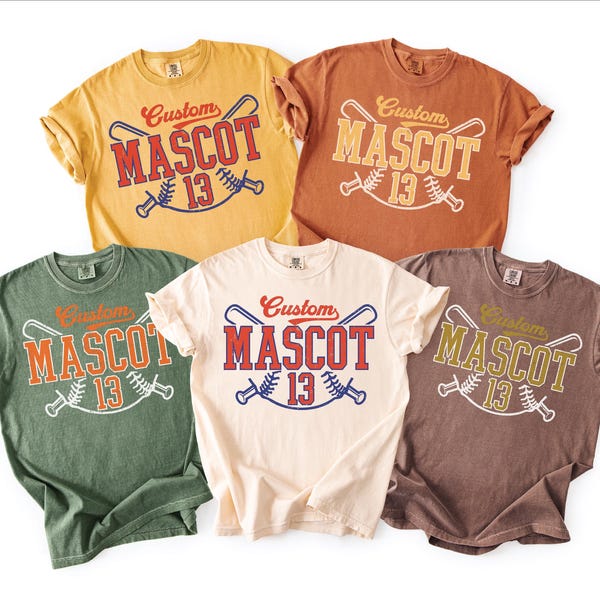 Camiseta de béisbol personalizada Comfort Colors, con nombre y número del equipo, PIC690