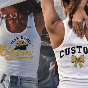 Custom Cheer Team Name Racerback,Custom Cheerleader Gift Two Sided Tank top,Cheer Mom Racerback,Cheer Name Tee,Custom Cheer Mascot,PIC48