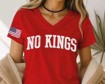 No Kings in America Vneck Tshirt, Anti Trump, Protest Racerback,PIC370