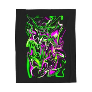 Psychedelic Velveteen Plush Blanket, Cozy Decorative Throw, Soft Black Blanket, Vibrant Home Décor, Gift for Relaxation