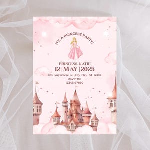 Editable princess birthday invitation