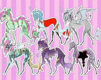 Halloween adoptable greyhound feral canine adopt adopts furry fursona dog puppy spooky demon horror goth furries design original character