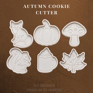 Autumn Cookie Cutter Set | Fall Themed 3D Printed Stamp Cutters | Thanksgiving Baking Tools Seasonal Treats
