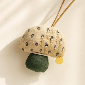 Handmade Mushroom Brooch or Necklace – Embroidered Fabric Jewelry – Custom Cottagecore Accessory – Forest-Inspired Gift for Her