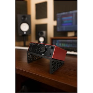 Soporte PRO para Focusrite Scarlett 4i4 de 4.ª generación: ángulo de 25 grados, opción de refrigeración, base de audio de estudio, soporte de interfaz ergonómico, 3 colores