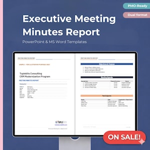 Meeting Minutes Template for Executive Reporting with Dual Format - Word & PowerPoint