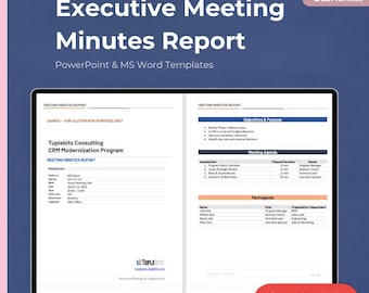 Meeting Minutes Template for Executive Reporting with Dual Format - Word & PowerPoint