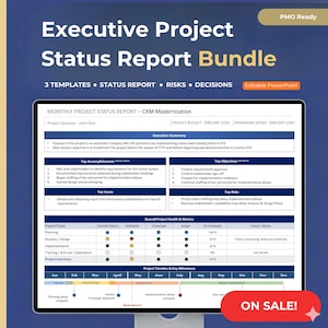 Executive Project Status Report Template – Weekly – Monthly PMO Dashboard (PowerPoint)