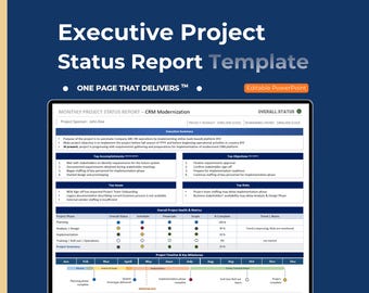 Executive Project Status Report Template – Weekly – Monthly PMO Dashboard (PowerPoint)