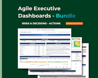 Agile Executive Dashboards Bundle – Project Management PMO Status Risk Actions Templates