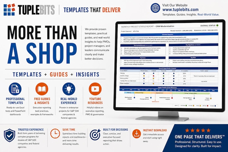 Project Budget Dashboard Excel Toolkit | PMO Budget Tracker (Digital Download) image 5