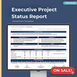 Szablon raportu o stanie projektu wykonawczego – jednostronicowy panel PMO w programie PowerPoint (do pobrania w wersji cyfrowej)