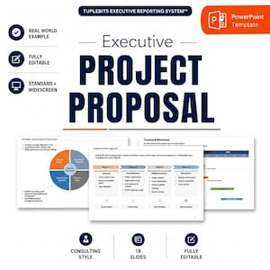 Project Proposal Template, Executive PowerPoint, Consulting Presentation, PMO Scope Timeline Risks