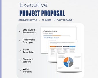 Project Proposal Template, Executive PowerPoint, Consulting Presentation, PMO Scope Timeline Risks