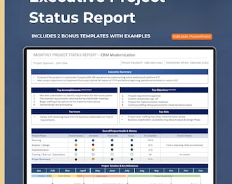 Executive Project Status Report Template – Weekly – Monthly PMO Dashboard (PowerPoint)