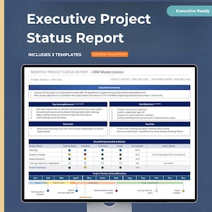Project Status Report Template + Risk & Actions Dashboards | Executive One Page PMO PowerPoint