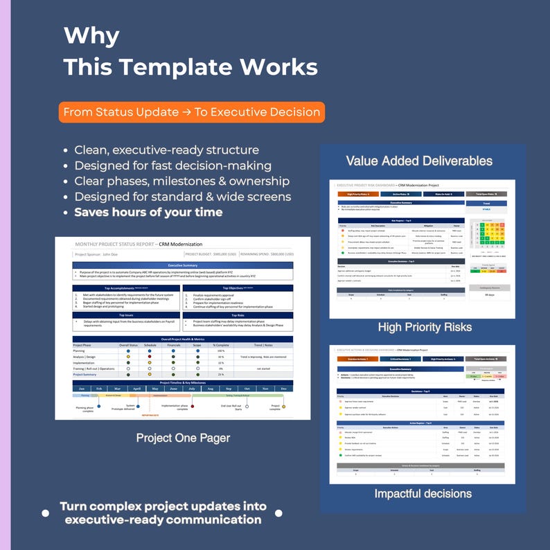 One Pager Template Executive Project Dashboard | Project Snapshot ...