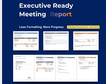 Meeting Minutes Template for Executive Reporting with Dual Format - Word & PowerPoint