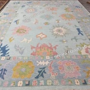 Turkish rug runner, blue rug 6x9,living room rug, living area rug 6x9, bedroom rug 3x9, hand weaving rug 6x9, oushak rug 5x8, Turkish oushak rug 5x8, area rug 5x8, Turkish oushak rug 5x8, rug for living room 5x8, kilim, beige rug 5x8, Turkish oushak 6x9, indian rug, Turkish rug 5x8, Turkish rug, handmade rug, rug for hallway, farmhouse rug, dining area rug 6x9, gifts for wife, Turkish Oushak Hand Knotted Rug – Custom Size & Color – Vintage Style Wool Area living area rug, blue and green rug.