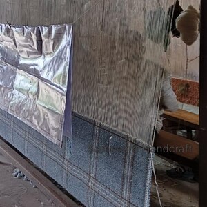 Vintage Turks oushak-tapijt 8 x 10: handgeknoopt wollen vloerkleed 6 x 9, boho-vloerkleed boerderijstijl, blauw oosters oushak-tapijt voor woonkamer 9 x 12 afbeelding 7