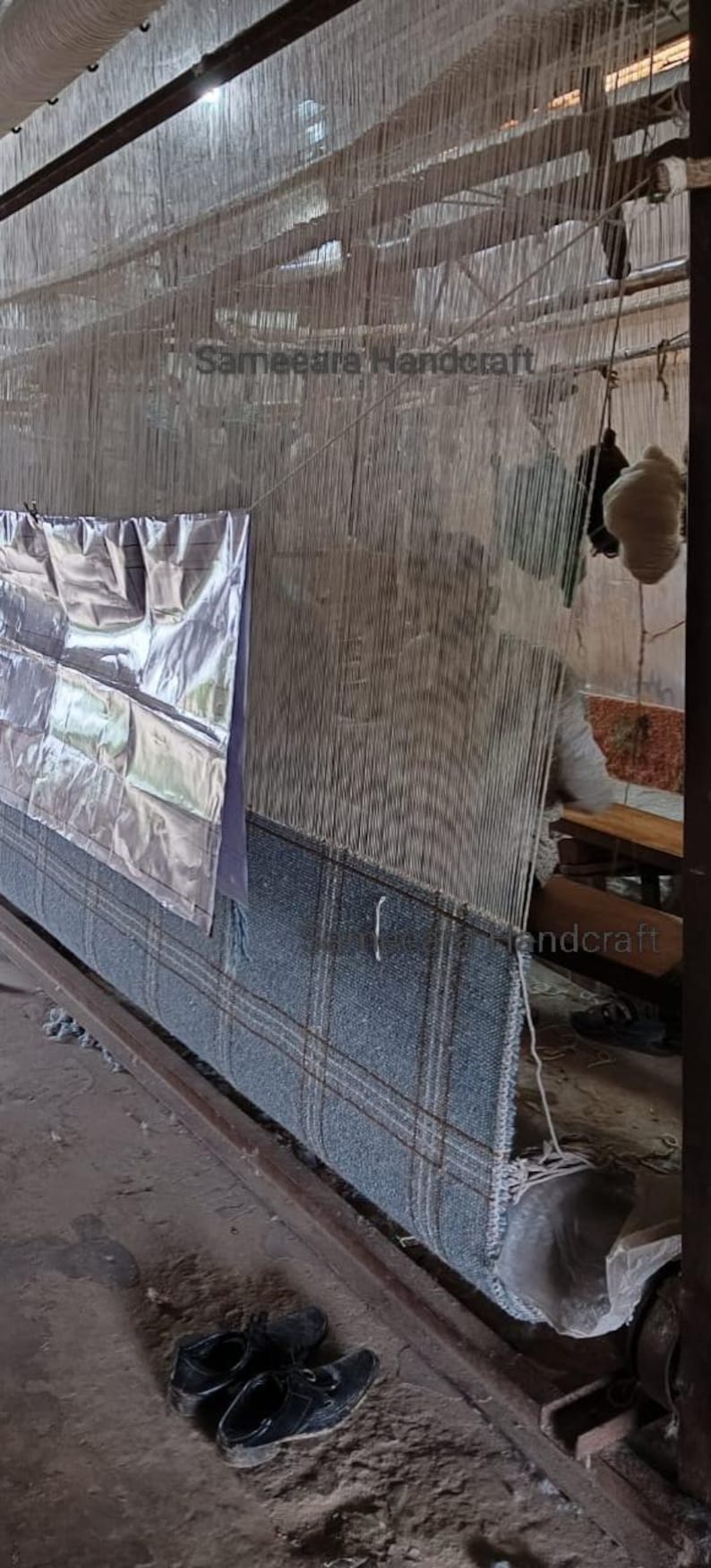 Vintage Turks oushak-tapijt 8 x 10: handgeknoopt wollen vloerkleed 6 x 9, boho-vloerkleed boerderijstijl, blauw oosters oushak-tapijt voor woonkamer 9 x 12 afbeelding 7