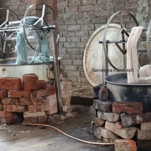 Vintage Turks oushak-tapijt 8 x 10: handgeknoopt wollen vloerkleed 6 x 9, boho-vloerkleed boerderijstijl, blauw oosters oushak-tapijt voor woonkamer 9 x 12 afbeelding 9