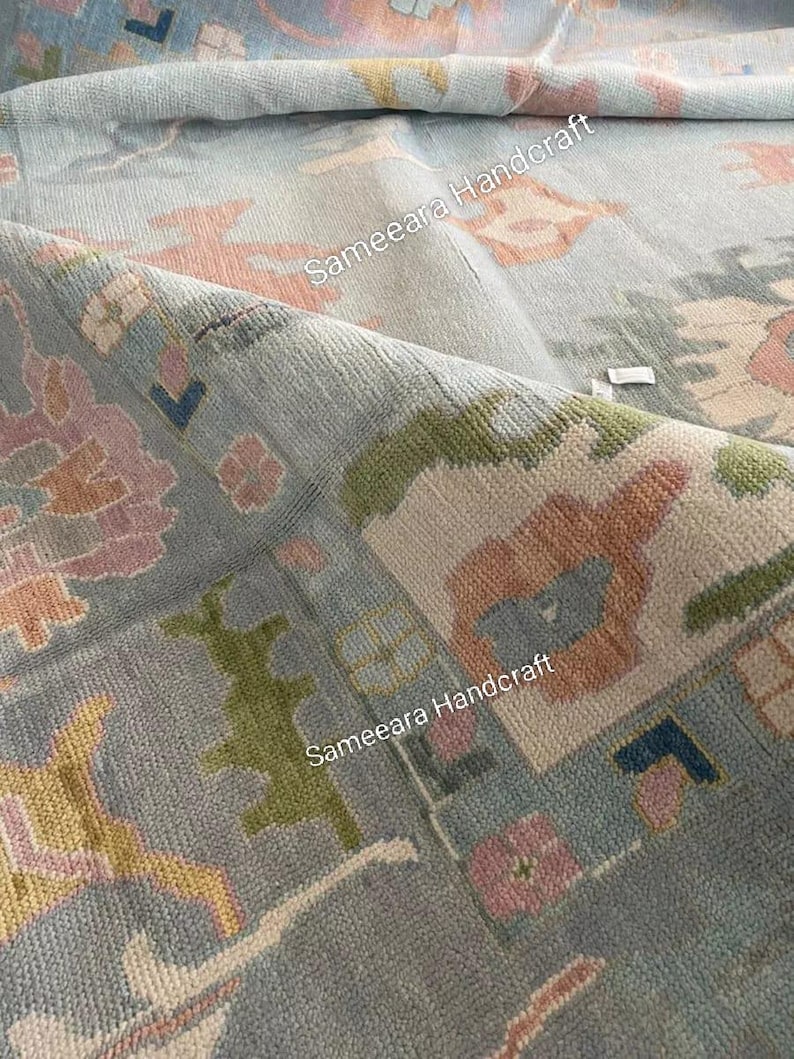 blue and green rug, living area rug 10x14, turkish oushak 10x14, living room rug 10x14, turkish oushak rug blue, hand knotted rug 10x14, hand weaving rug 10x14, living room rug, blue oushak rug, blue oushak 3x15, turkish oushak handmade, area rug 10x16, turkish kilim, rug for living room 10x16, Turkish Oushak Hand Knotted Rug – Custom Size & Color – Vintage Style Wool Area Rug – Living Room rug 10x16, Bedroom rug 10x16, Dining Room, Decor personalised gifts, bedside rug, entryway rug blue